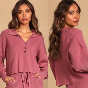 Lulus | Well Rested Dusty Rose Ribbed Pullover Sweater Top
